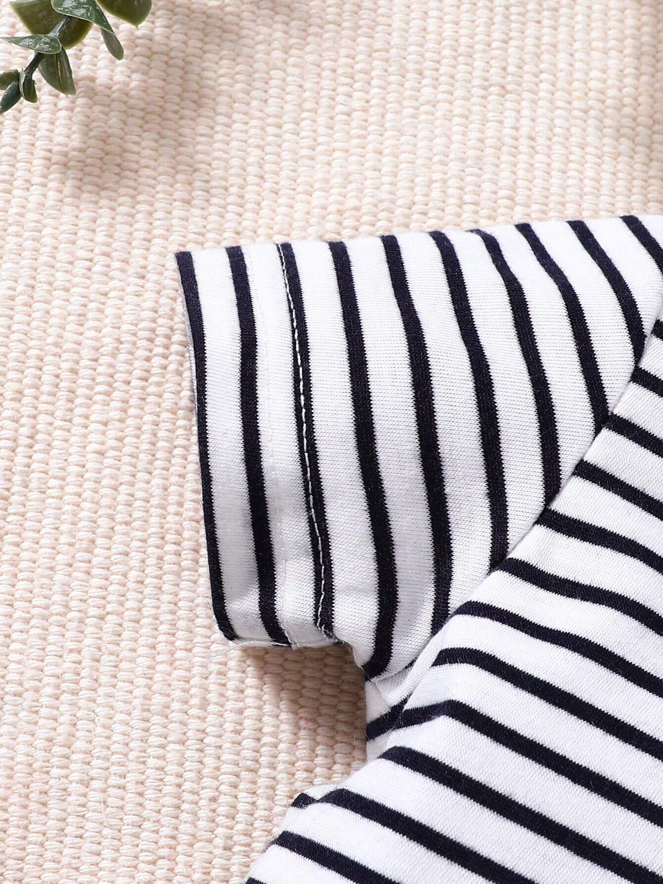 Baby Boys Summer Set – Striped T-shirt & Plush Bear Suspender Shorts