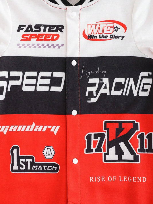 Cool Baby Romper – Race Car Print & Sweatshirt Look