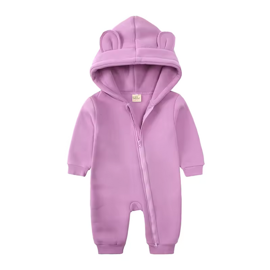 Baby jumpsuit with hood and ears