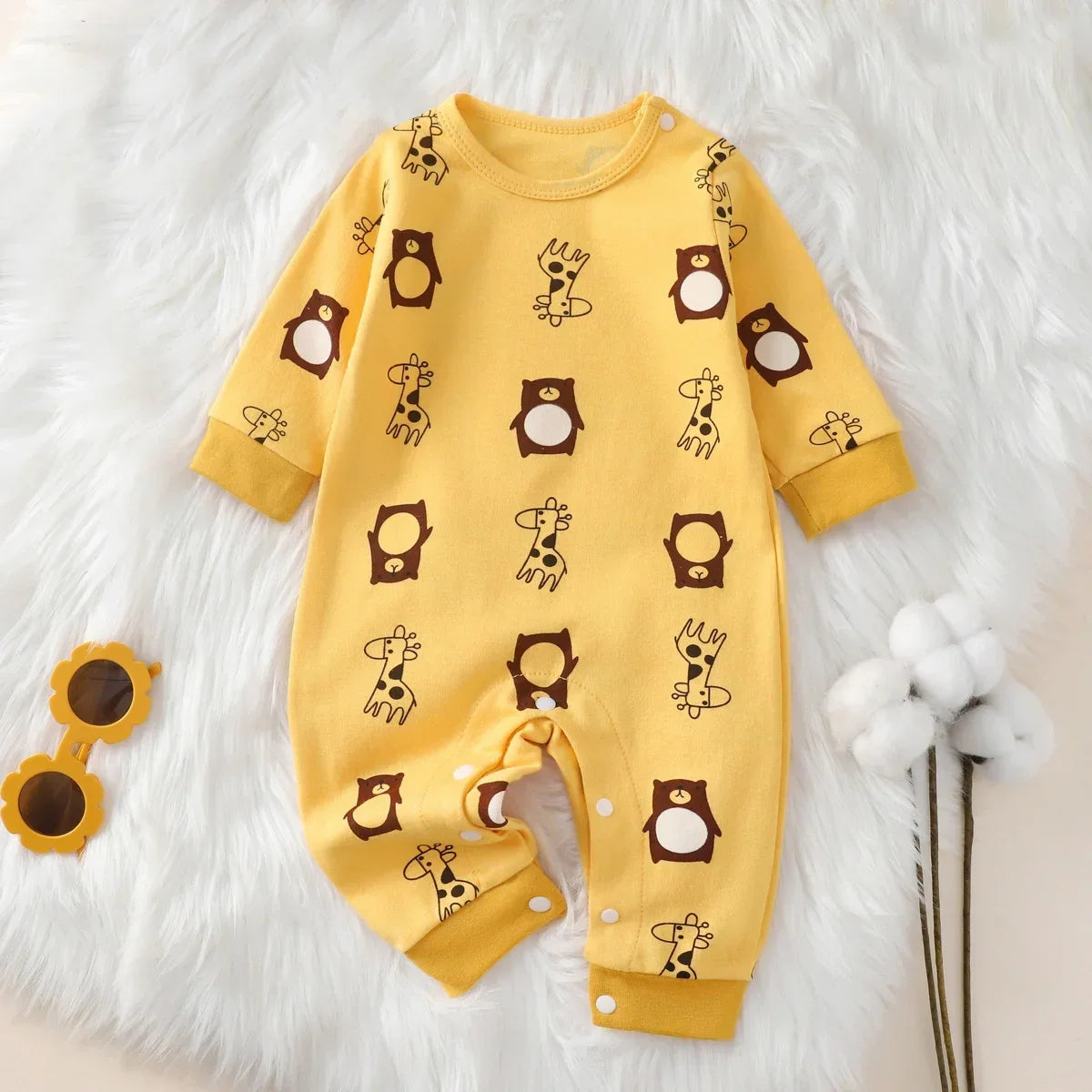 Baby Jumpsuit Fall & Spring – Long Sleeve with Animal Print
