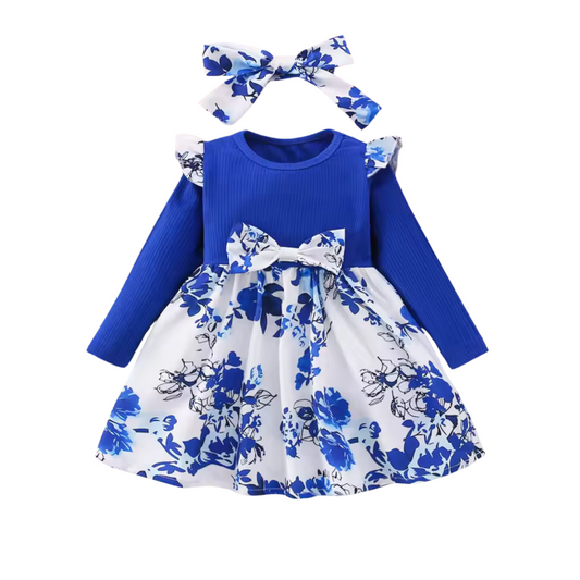 Baby dress with blue flowers