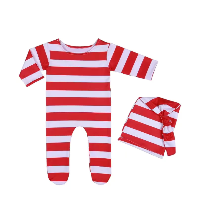 Newborn Red and White Striped Romper
