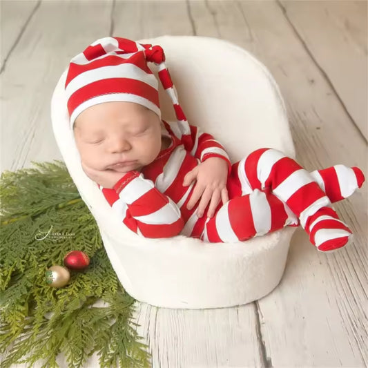 Newborn Red and White Striped Romper