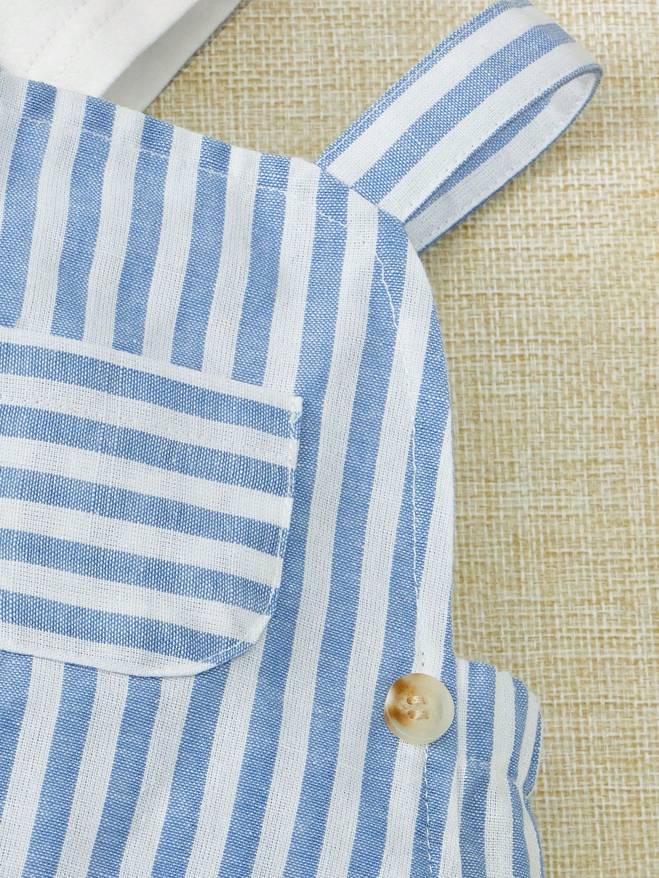 Boys Summer 3 Piece Set – Striped Overalls 