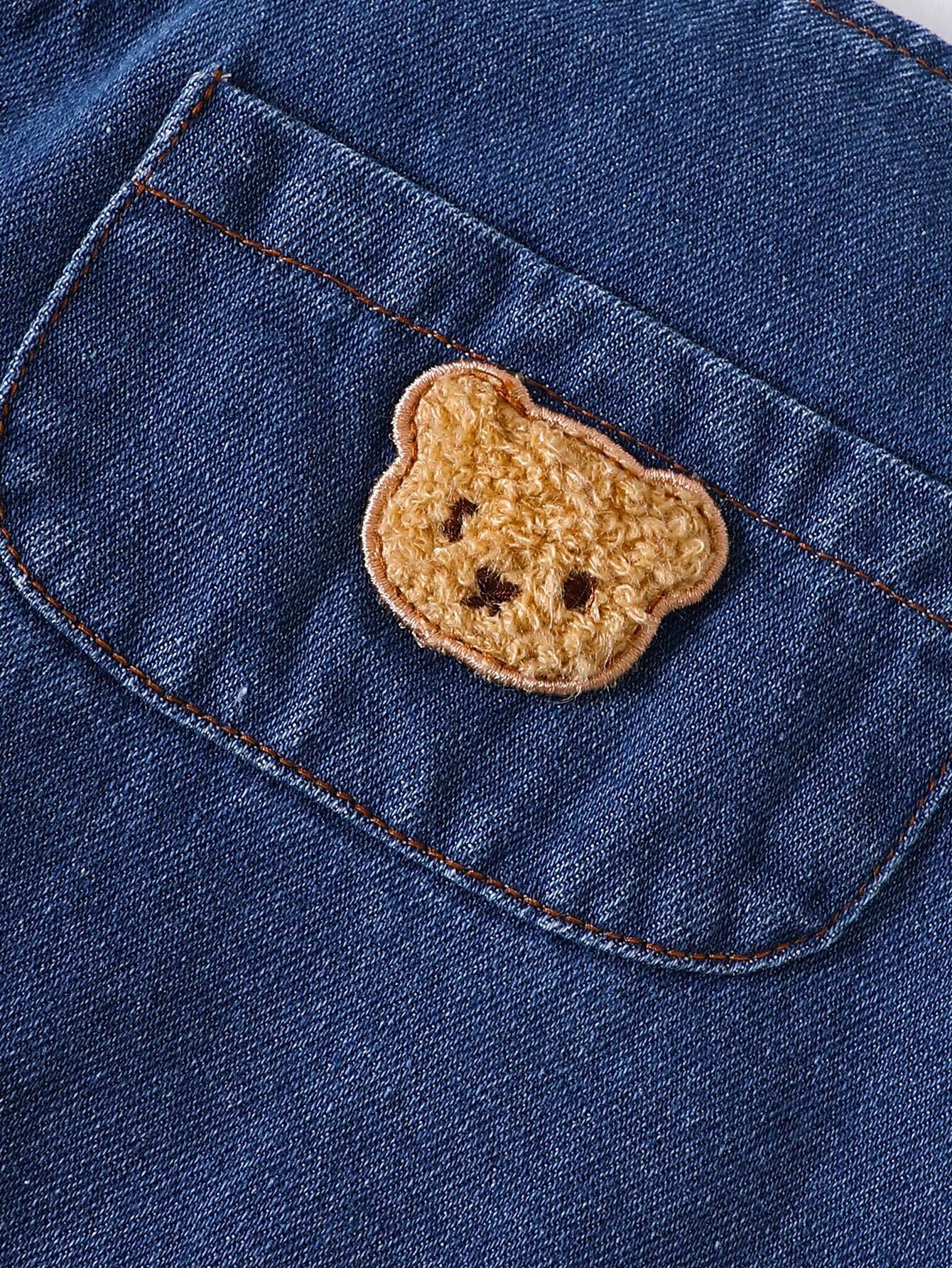 Baby Boys Summer Set – Striped T-shirt &amp; Plush Bear Suspender Shorts 