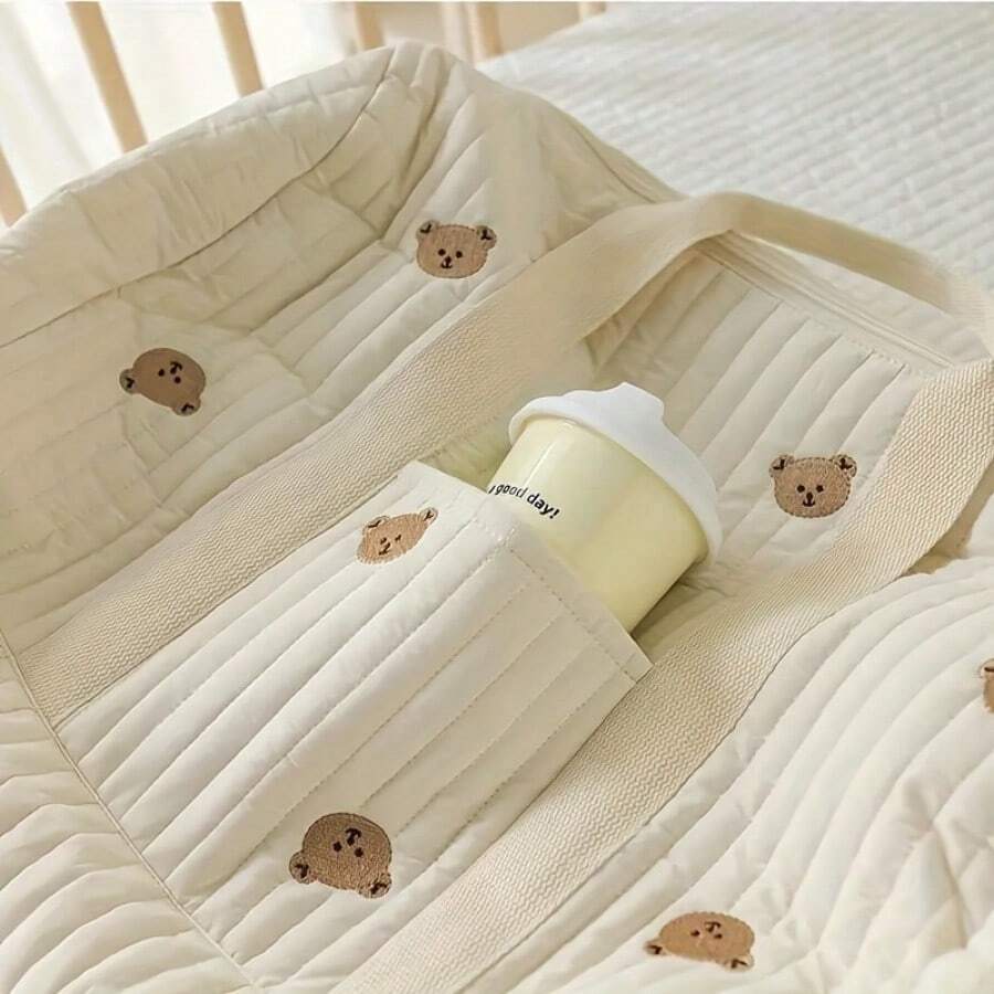 Bear Graphic Plush Diaper Bag 