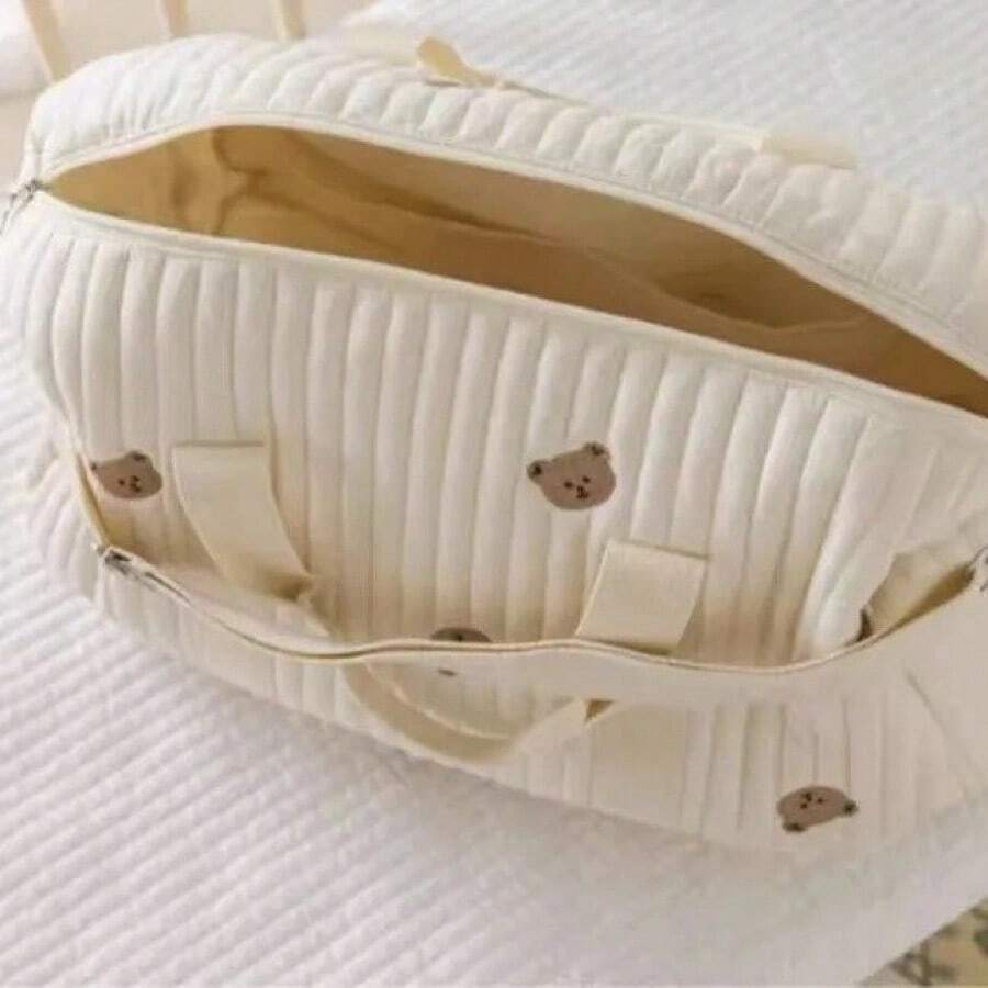 Bear Graphic Plush Diaper Bag 