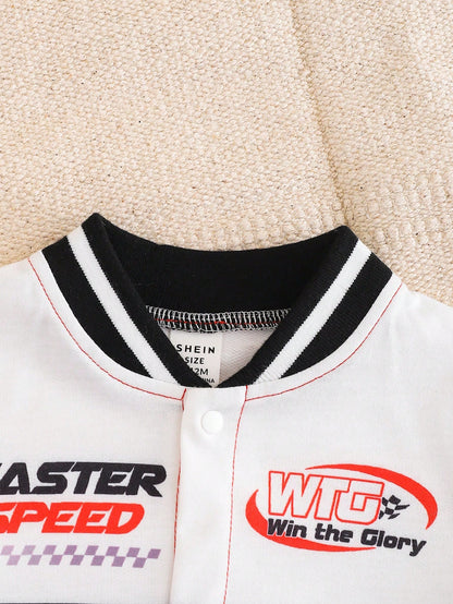 Cool Baby Romper – Race Car Print &amp; Sweatshirt Look 