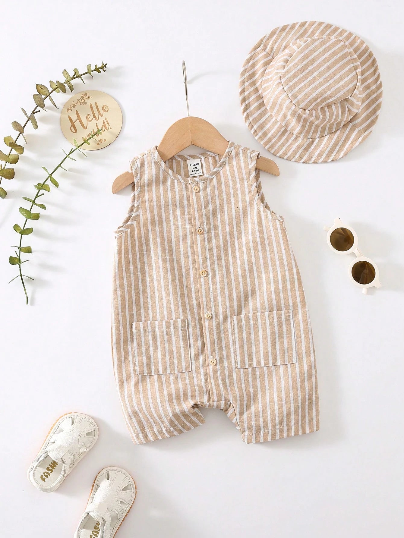 Baby Boy Summer Set – Romper &amp; Bucket Hat 