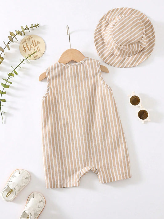 Baby Boy Summer Set – Romper &amp; Bucket Hat 