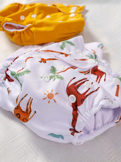 3 Piece Reusable Cloth Diaper Set – Elephant &amp; Giraffe 