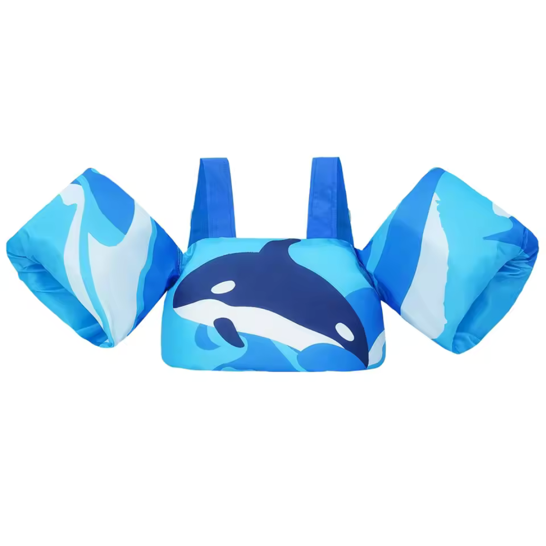 Swim trainer with floating sleeves