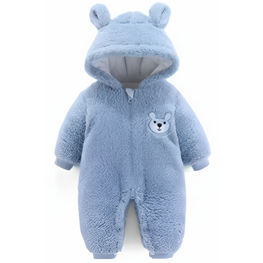 Plush Bear Baby Romper with Hood