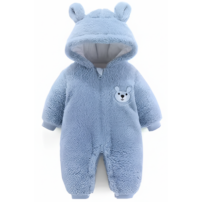 Plush Bear Baby Romper with Hood
