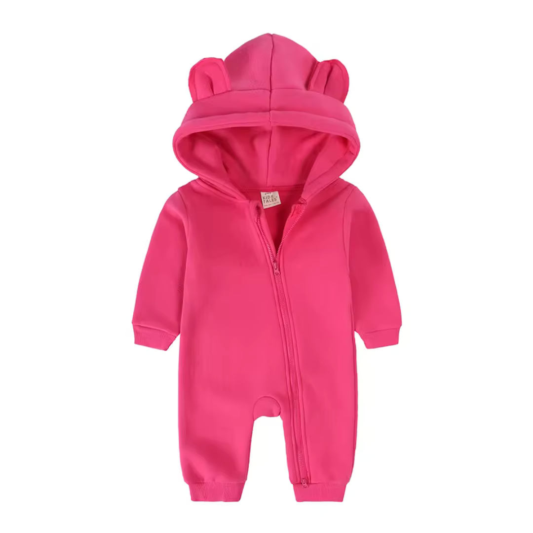 Baby jumpsuit with hood and ears