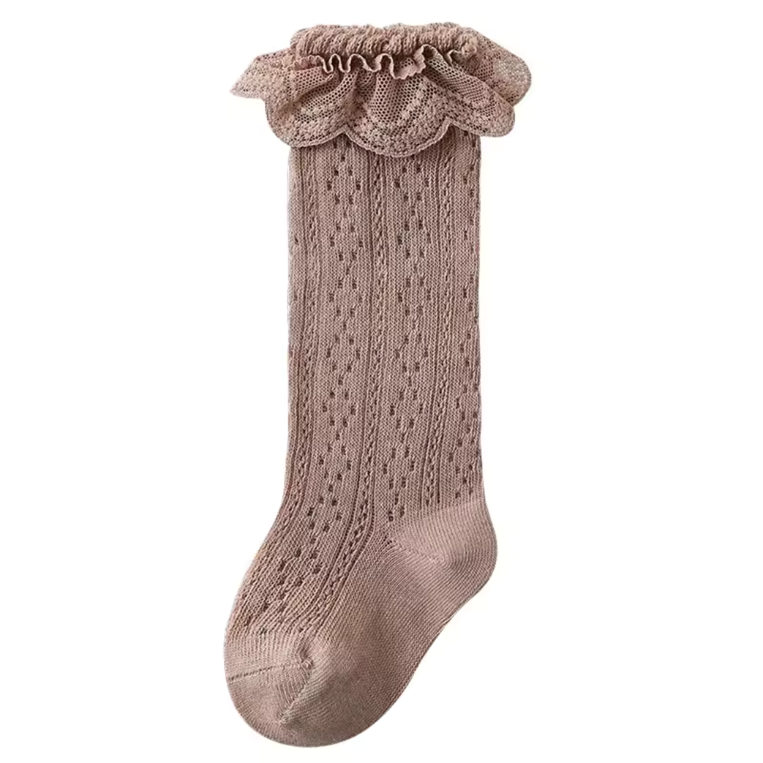 Soft Lace Knee High Socks For Girls