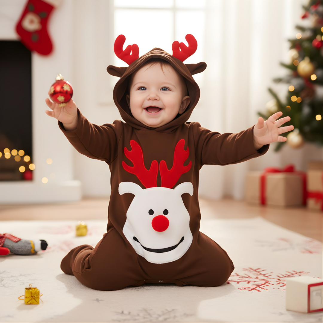 Baby Christmas Jumpsuit with Hood