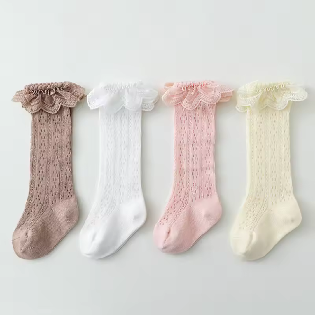 Soft Lace Knee High Socks For Girls