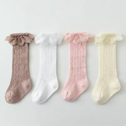 Soft Lace Knee High Socks For Girls