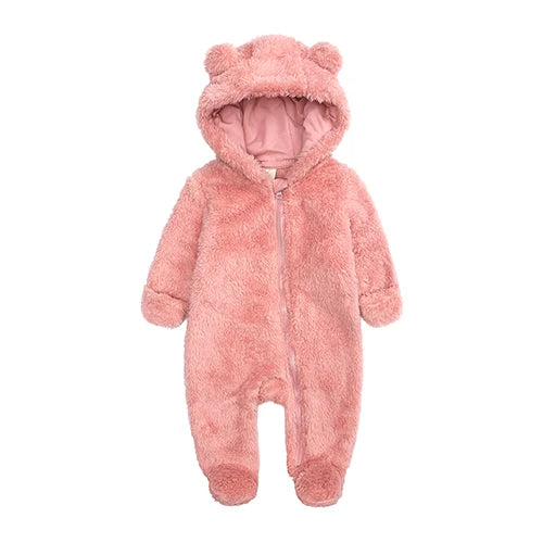 Winter Baby Romper Fleece Met Capuchon Warme Jumpsuit