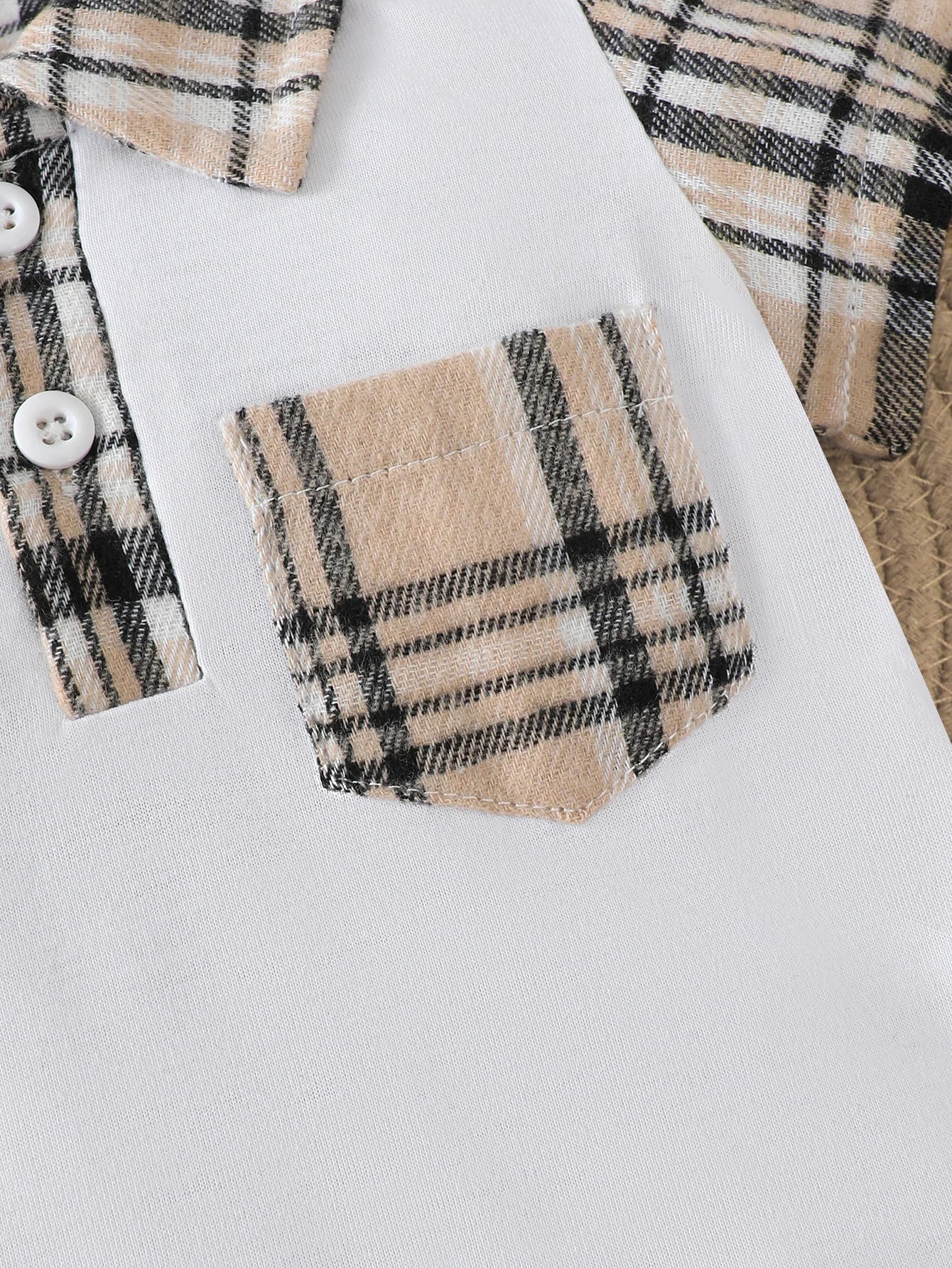 Baby Jumpsuit Summer Checked Pattern Short Sleeves 