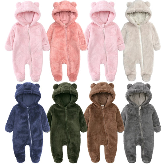 Winter Baby Romper Fleece Met Capuchon Warme Jumpsuit