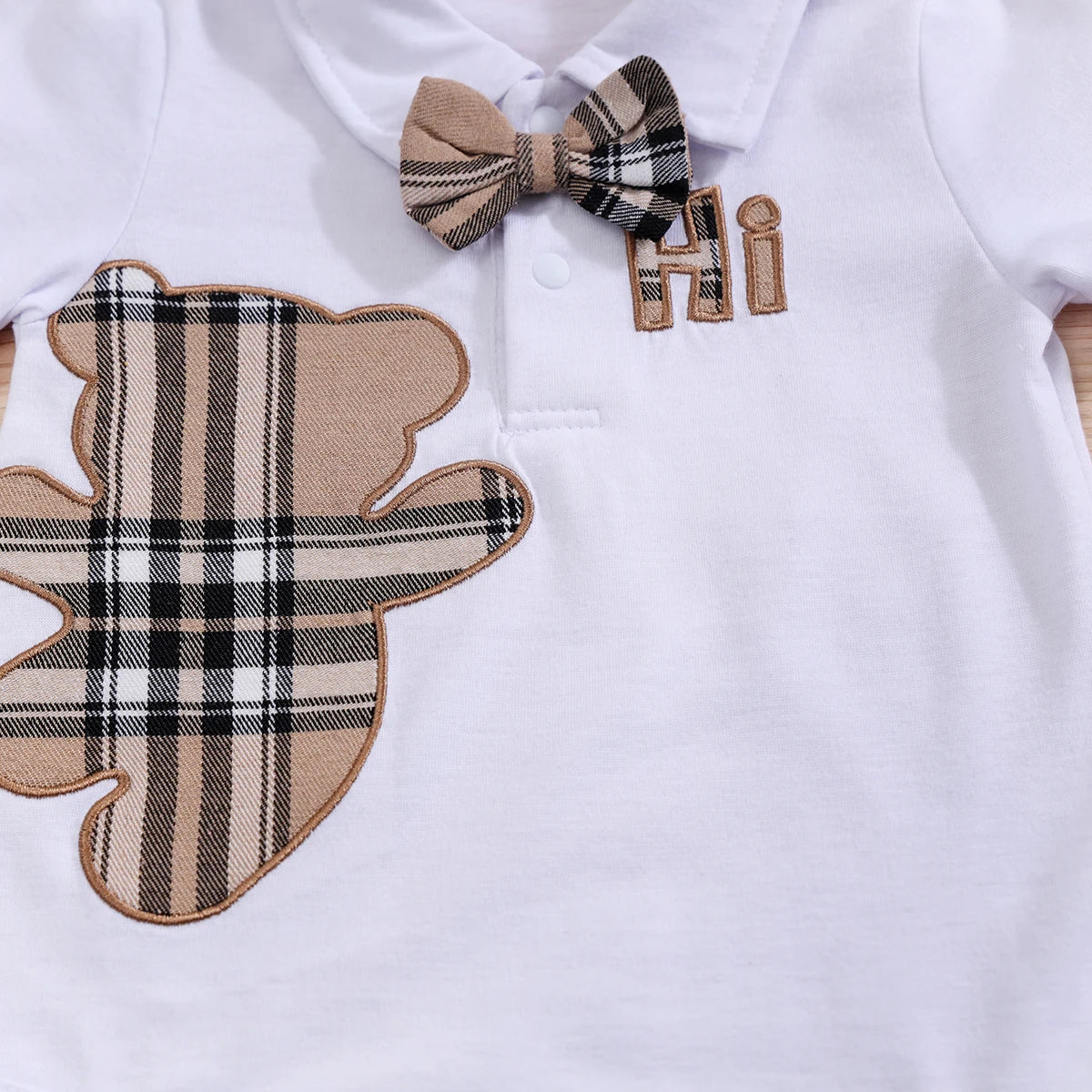 2-Piece Baby Boy Set Bear Bodysuit + Bib Pants 