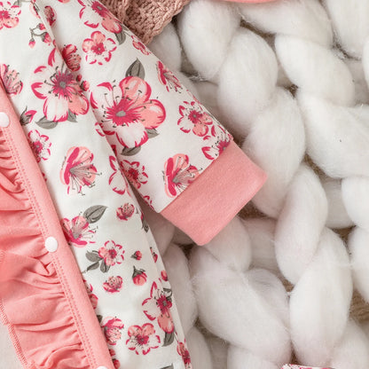 Baby Girl Jumpsuit Set Floral Print Long Sleeve 