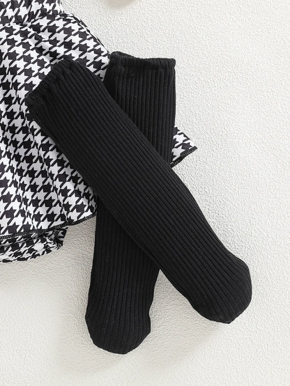 Summer Dress Baby Girl Checked Pattern Black