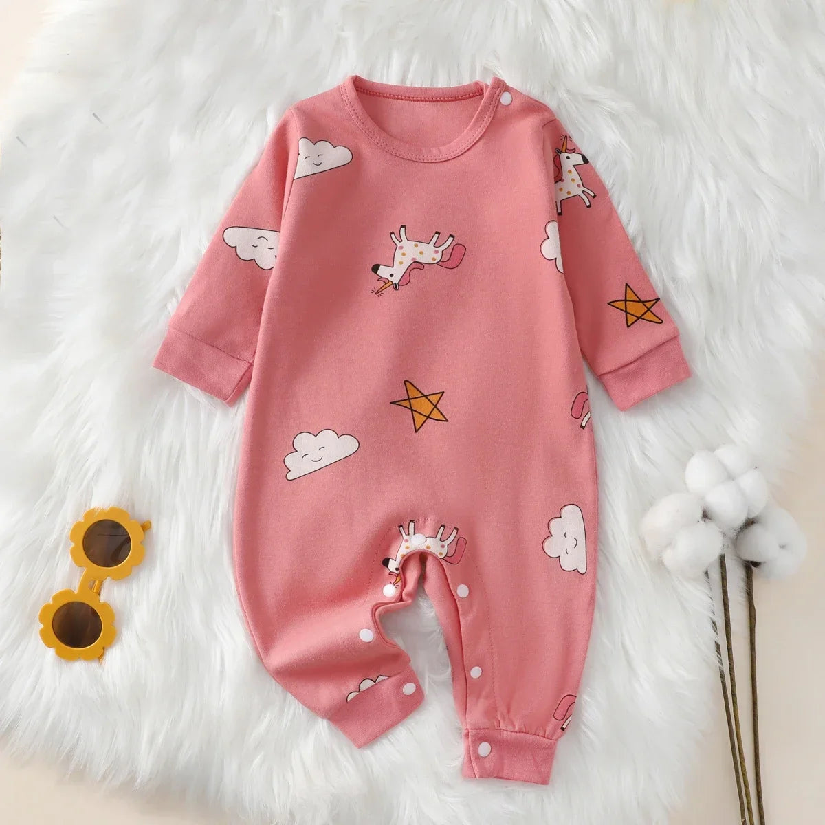 Baby Jumpsuit Fall &amp; Spring – Long Sleeve with Animal Print