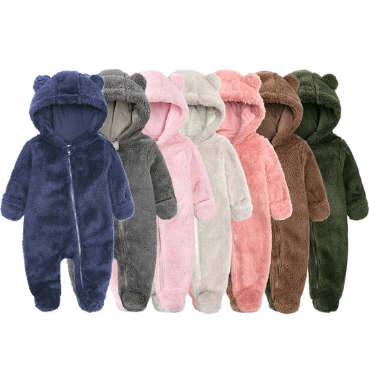 Winter Baby Romper Fleece Met Capuchon Warme Jumpsuit