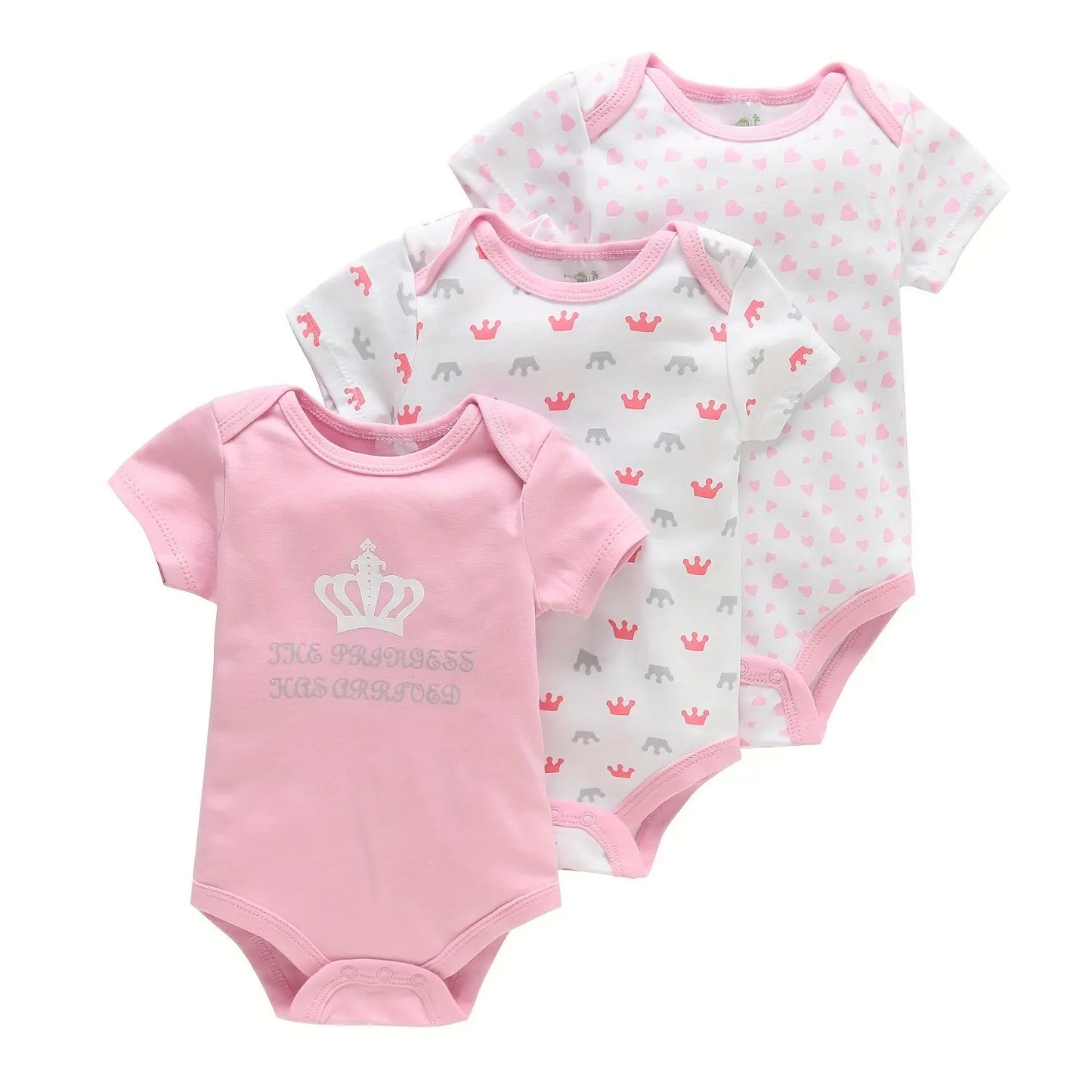 3 Piece Baby Romper Set Short Sleeve Summer Outfit
