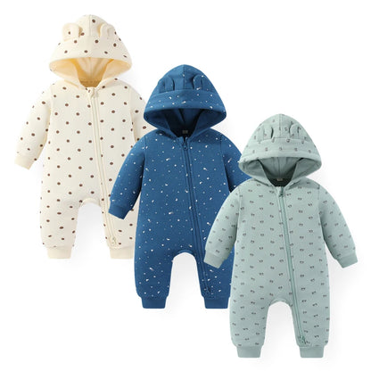 Baby Jumpsuit with Hood 2-way Zipper 