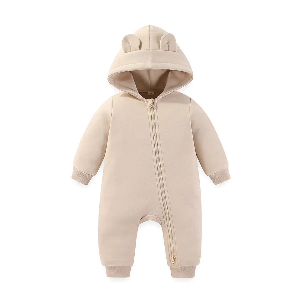 Baby Jumpsuit with Hood 2-way Zipper 