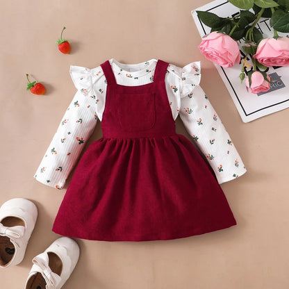 2 Piece Baby Princess Dress Red Set