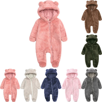 Winter Baby Romper Fleece Met Capuchon Warme Jumpsuit