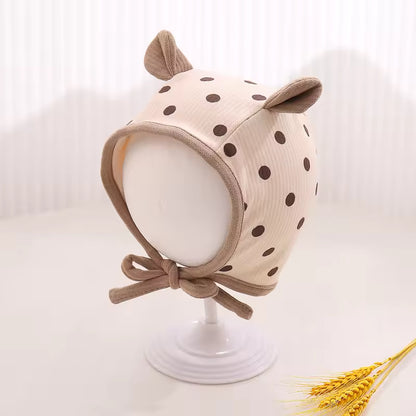 Baby winter hat with ears and polka dot print