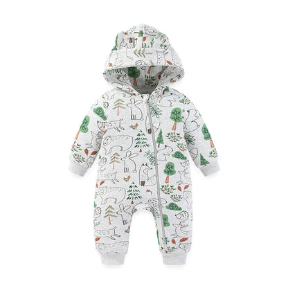 Baby Jumpsuit with Hood 2-way Zipper 