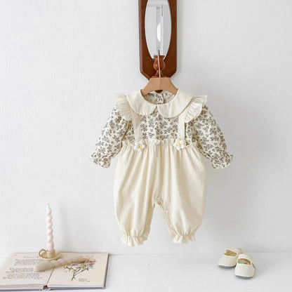 Baby Girl Floral Romper Beige