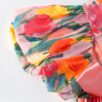 Tulip Romper Set – Girls Bodysuit with Headband 