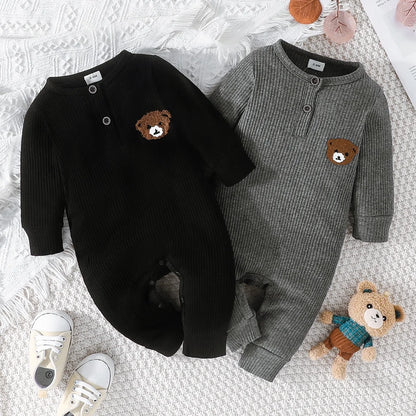 Baby Romper with Cartoon Bear Long Sleeve