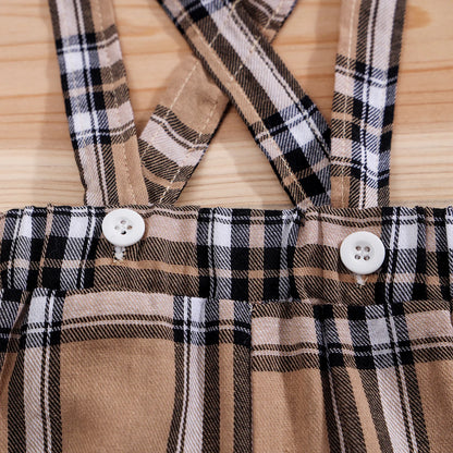 2-Piece Baby Boy Set Bear Bodysuit + Bib Pants 