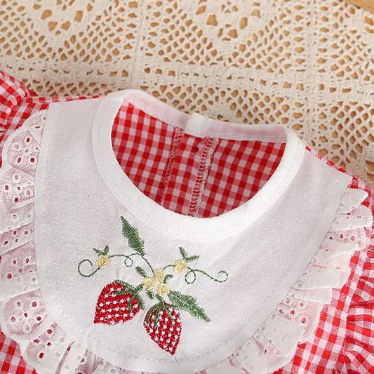 Baby Girls Romper – Strawberry Embroidery 