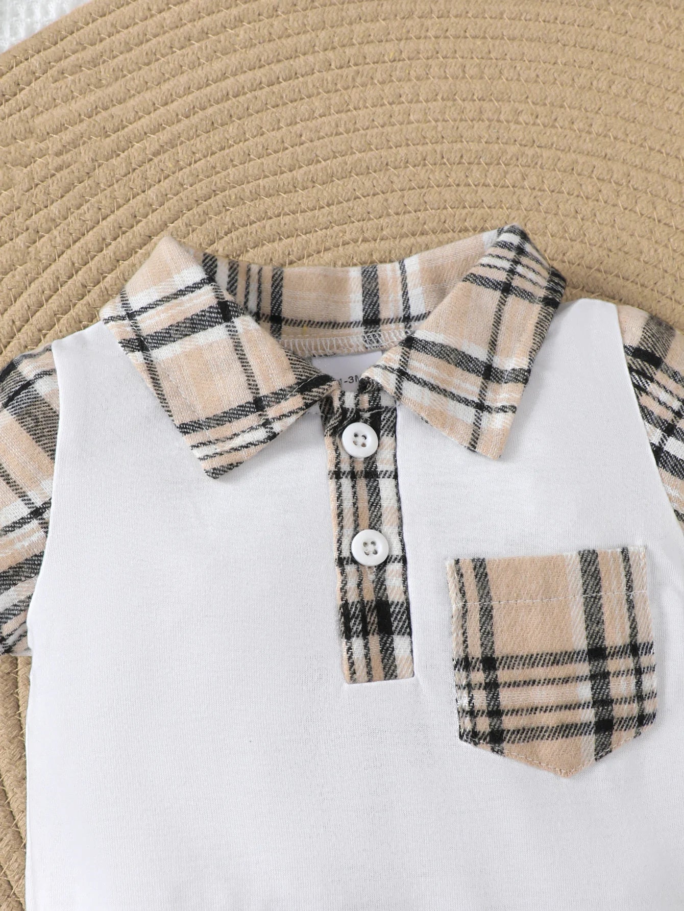 Baby Jumpsuit Summer Checked Pattern Short Sleeves 