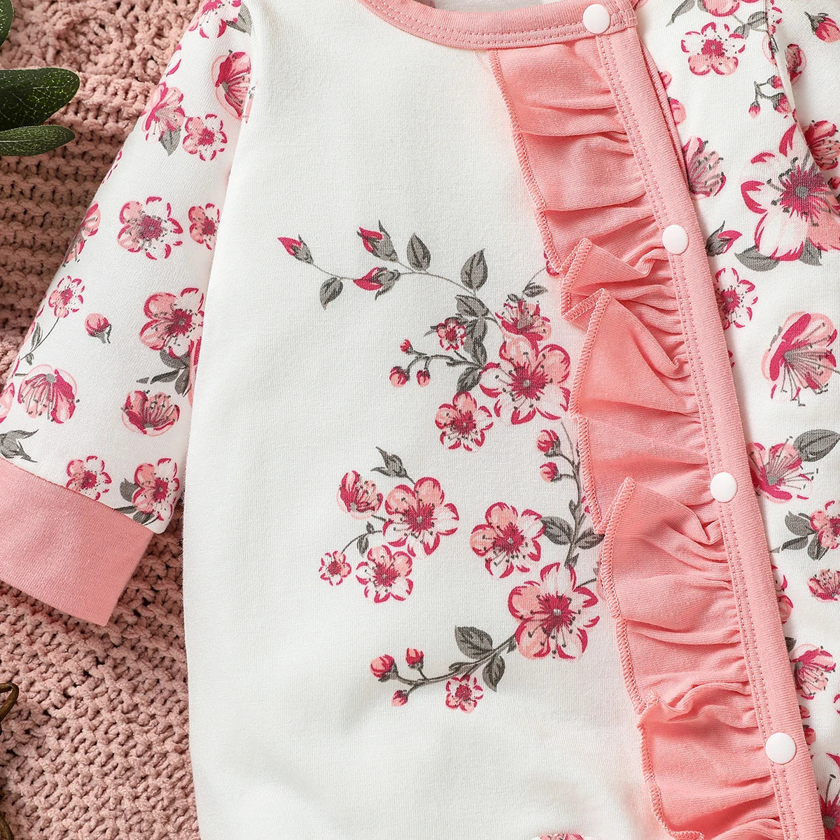 Baby Girl Jumpsuit Set Floral Print Long Sleeve 