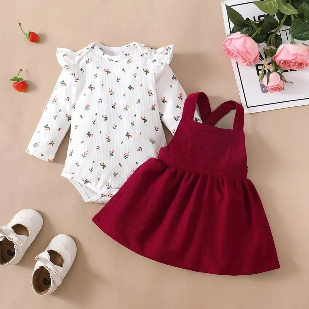 2 Piece Baby Princess Dress Red Set