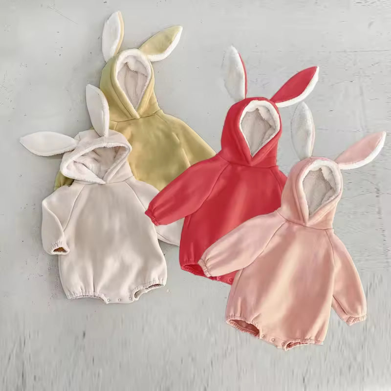 Baby Romper with Bunny Ears and Hood