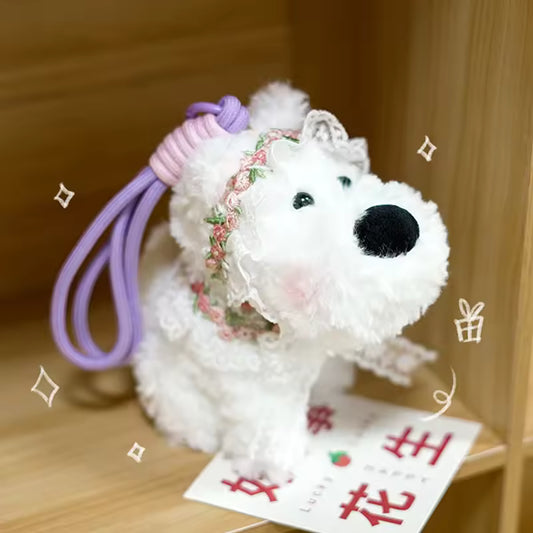 Small Dog Cuddly Toy Keychain for Bag