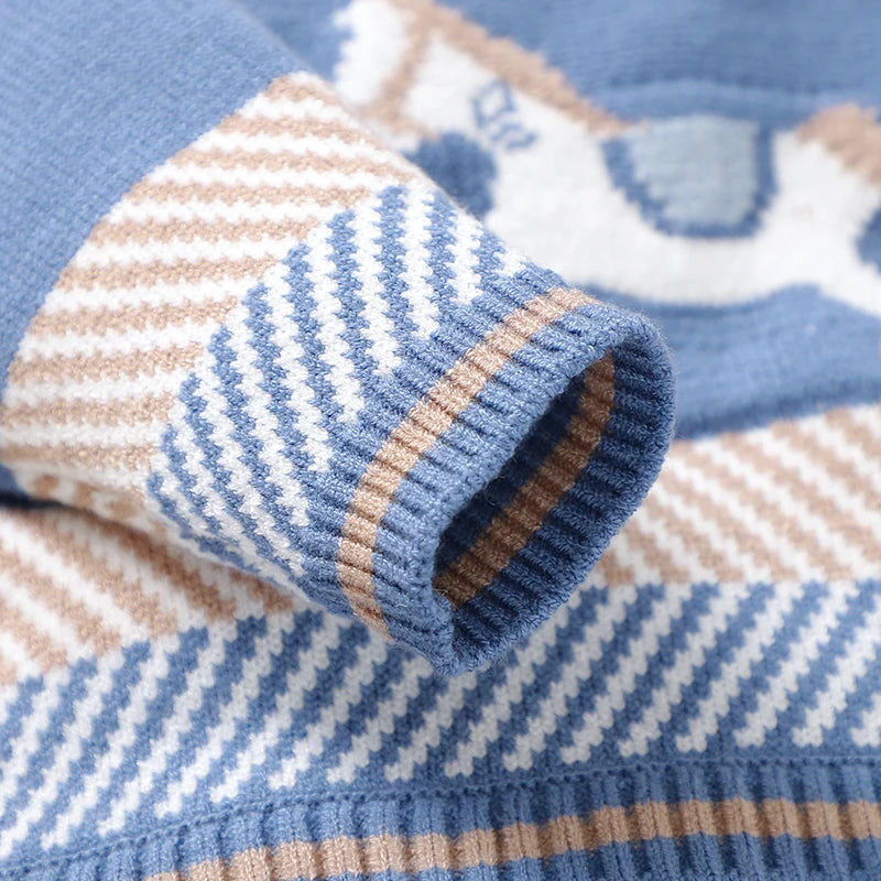 Knitted Baby Romper Long Sleeve - Autumn &amp; Winter Blue 