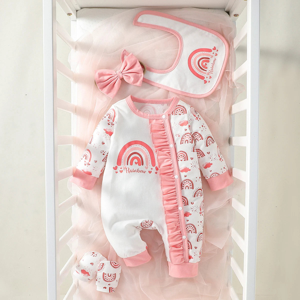 Baby Girl Jumpsuit Set Floral Print Long Sleeve 